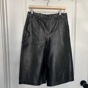 Zara Black Faux Leather Shorts Knee High